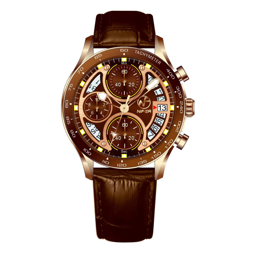 Relógio cronógrafo multifuncional – Design clássico de 41 mm com cristal de safira e pulseira de couro. 4
