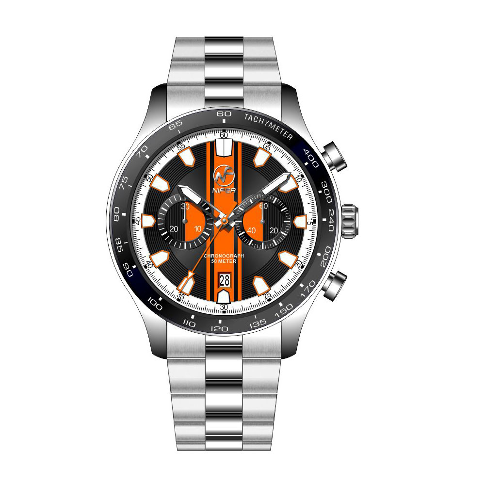 Chronographe de direction – Montre de 40 mm en acier inoxydable avec verre saphir et bracelet en acier 1