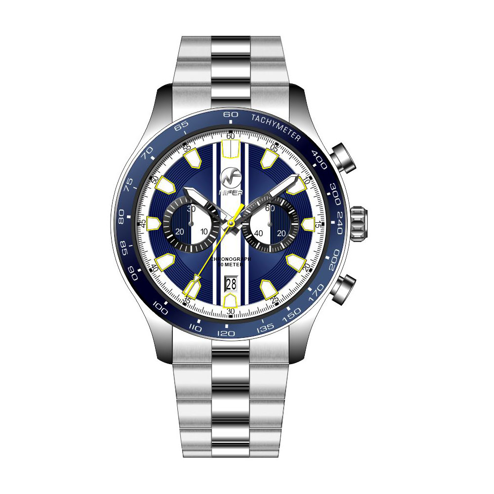 Chronographe de direction – Montre de 40 mm en acier inoxydable avec verre saphir et bracelet en acier 2