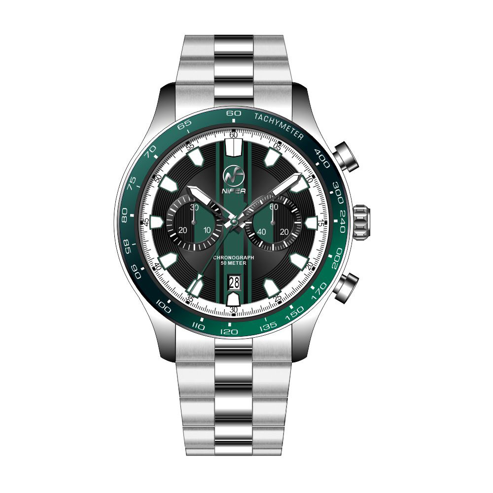 Chronographe de direction – Montre de 40 mm en acier inoxydable avec verre saphir et bracelet en acier 3