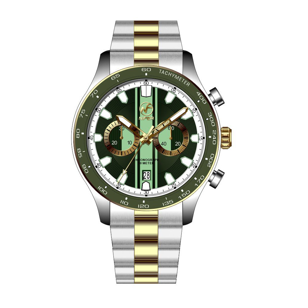 Chronographe de direction – Montre de 40 mm en acier inoxydable avec verre saphir et bracelet en acier 4