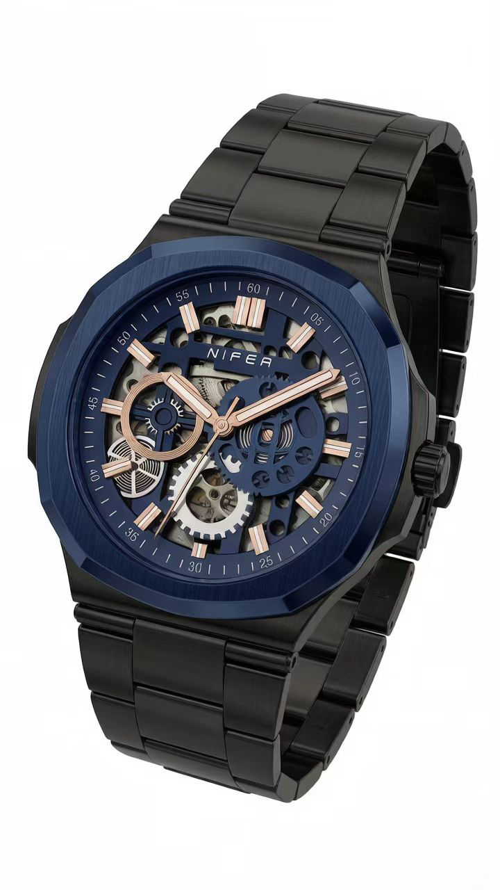 Nifer Skelett-Quarzuhr | Luxuriöse, skelettierte Sportarmbanduhr mit optionalem Kautschuk- und Metallarmband 2