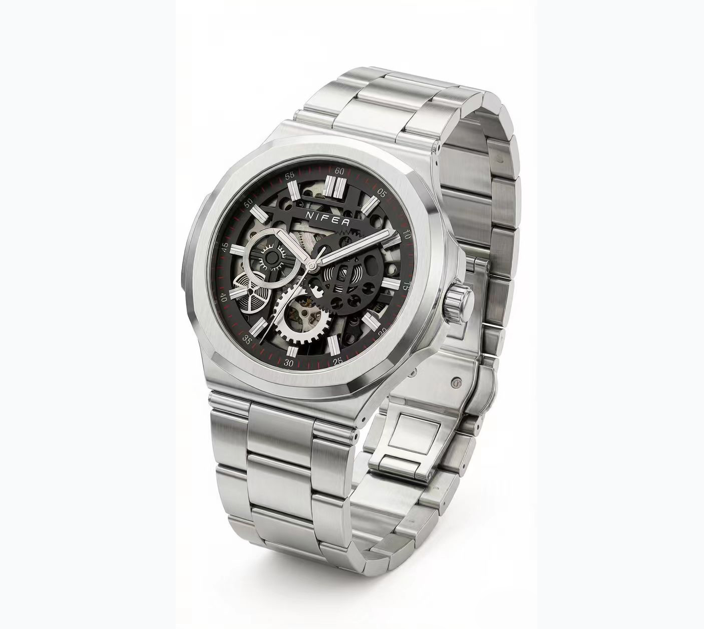 Nifer Skelett-Quarzuhr | Luxuriöse, skelettierte Sportarmbanduhr mit optionalem Kautschuk- und Metallarmband 1