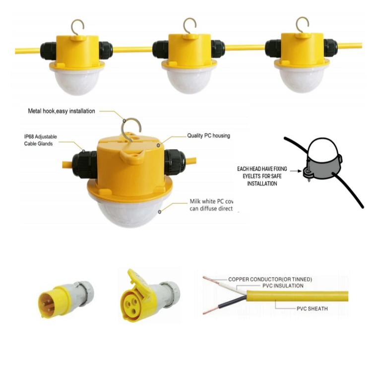 22M Construction String Lights LED String Work Lights with hook Outdoor Security Lights for Garden Backyard Garages 1