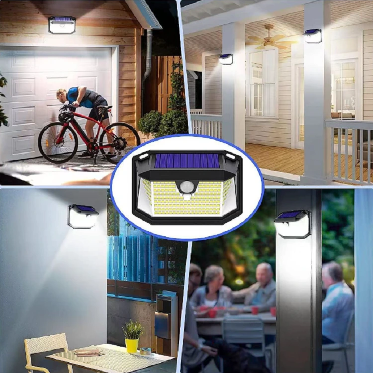 IP65 Tahan Air Rumah LED Lampu Tenaga Surya PIR Sensor Gerak Lampu Luar Ruangan Keamanan Tenaga Surya Lampu Dinding 202 LED Lampu Surya 1