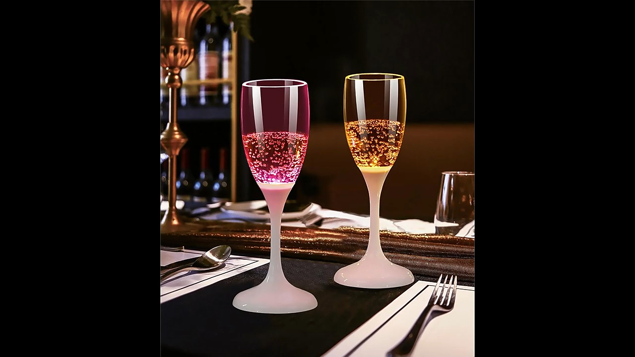 Reusable LED Plastic Champagne Glasses 6 colors Brighten up in Water Champagne Cup Water Sensing LED luminous cup 1