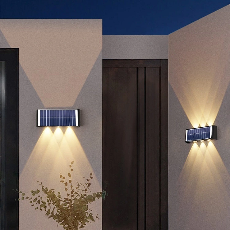Kualitas Tinggi Lampu Pagar Surya Outdoor IP65 Led Solar Powered Garden Lights Waterproof Luminous Wall Lamp 1