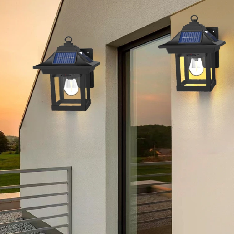 Lampă solară de perete exterior Senzor de mișcare Lanternă solară 3 moduri IP65 LED impermeabilă Lampă solară cu bec înlocuibil 1