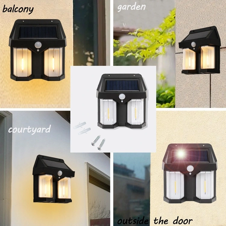 Kawat tungsten surya Lampu tembok kanthi sirah kaping pindho kanthi lampu tembok induksi awak manungsa lampu tembok tahan banyu 1