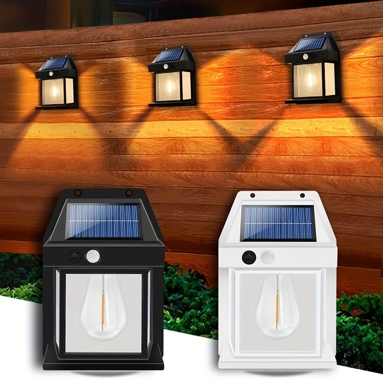 Bec solar popular cu LED Lampă solară în aer liber Senzor de mișcare Lumini calde Lampă solară impermeabilă pentru grădină 1
