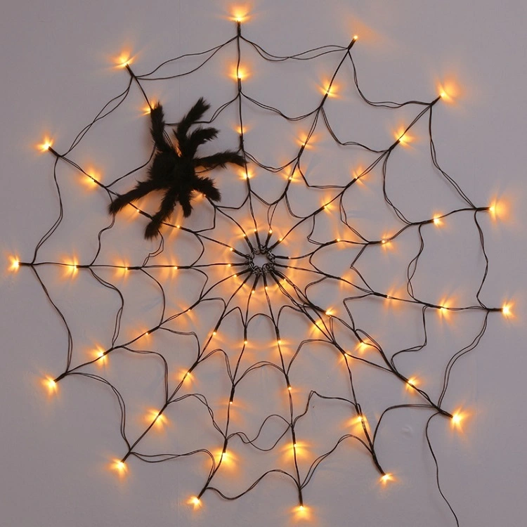 Lampă din pânză de păianjen de Halloween Lumini cu LED Zâne șiruri rezistente la apă 8 moduri de iluminare Decorare tematică Festivalul fantomelor de Halloween 1