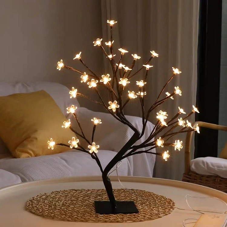 Lampă de masă cu trandafiri cu led alimentată prin USB și priză Lumină de noapte cu flori romantice Decorare dormitor nuntă, flori de trandafir, copac bonsai 1