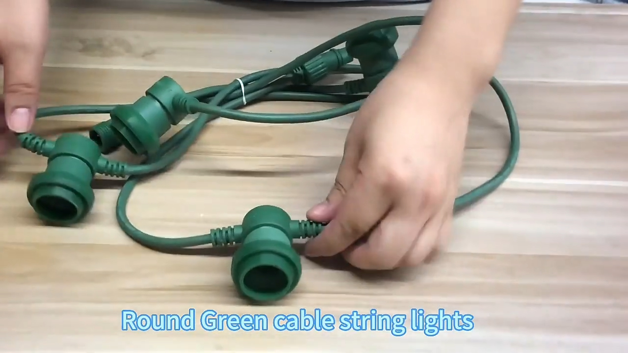 Kualitas Tinggi Bulat Hijau Sabuk Kabel Lampu LED String IP65 E27 Belt Memperhiasi Lampu 100 M Tugas Berat Outdoor Memperhiasi cahaya 1