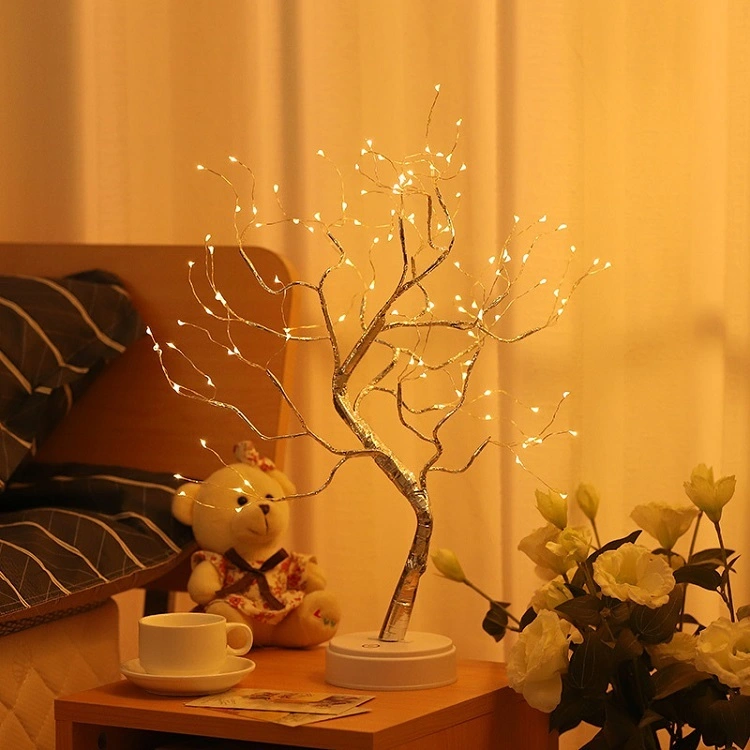 Holiday 108 LED Tembaga Wire Tree Lampu Dekorasi Tabel Wit Lamp Pearl baterei USB Tutul Ngalih Bonsai Tree Night Light 1