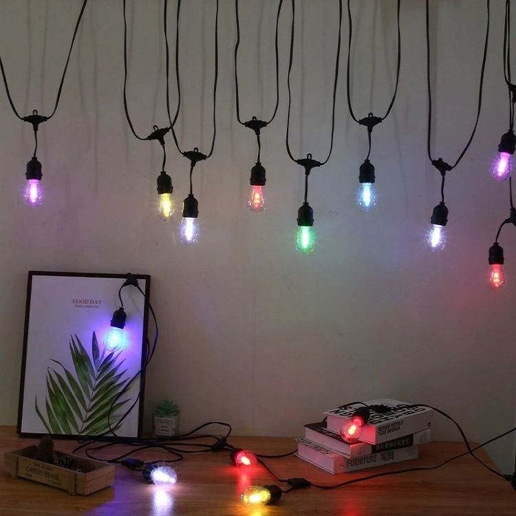 Luar Ruangan Led Rgb Taman Tahan Air S14 Festoon Lampu Natal Dekorasi Liburan Lampu Patio RGB S14 String Lampu 1