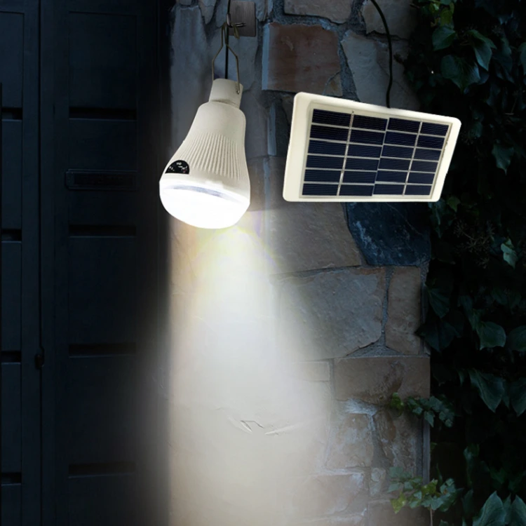 Harga pabrik isi ulang bola lampu led dengan 1000mAh 6 v panel surya lampu darurat IP55 outdoor camping bulb 1