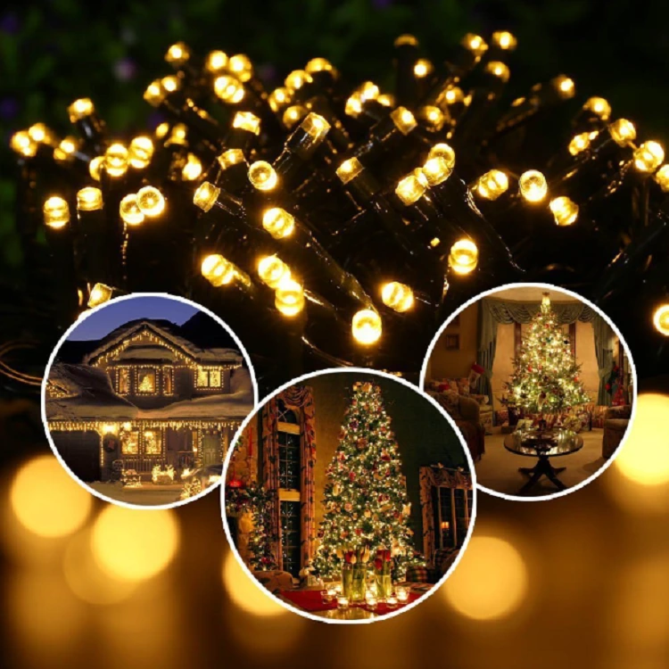 Tahan Air Tenaga Surya Taman String Lampu 10 M 100 LED 8 Mode Lampu Peri untuk Xmas Halaman Teras Camping Dekorasi Natal 1