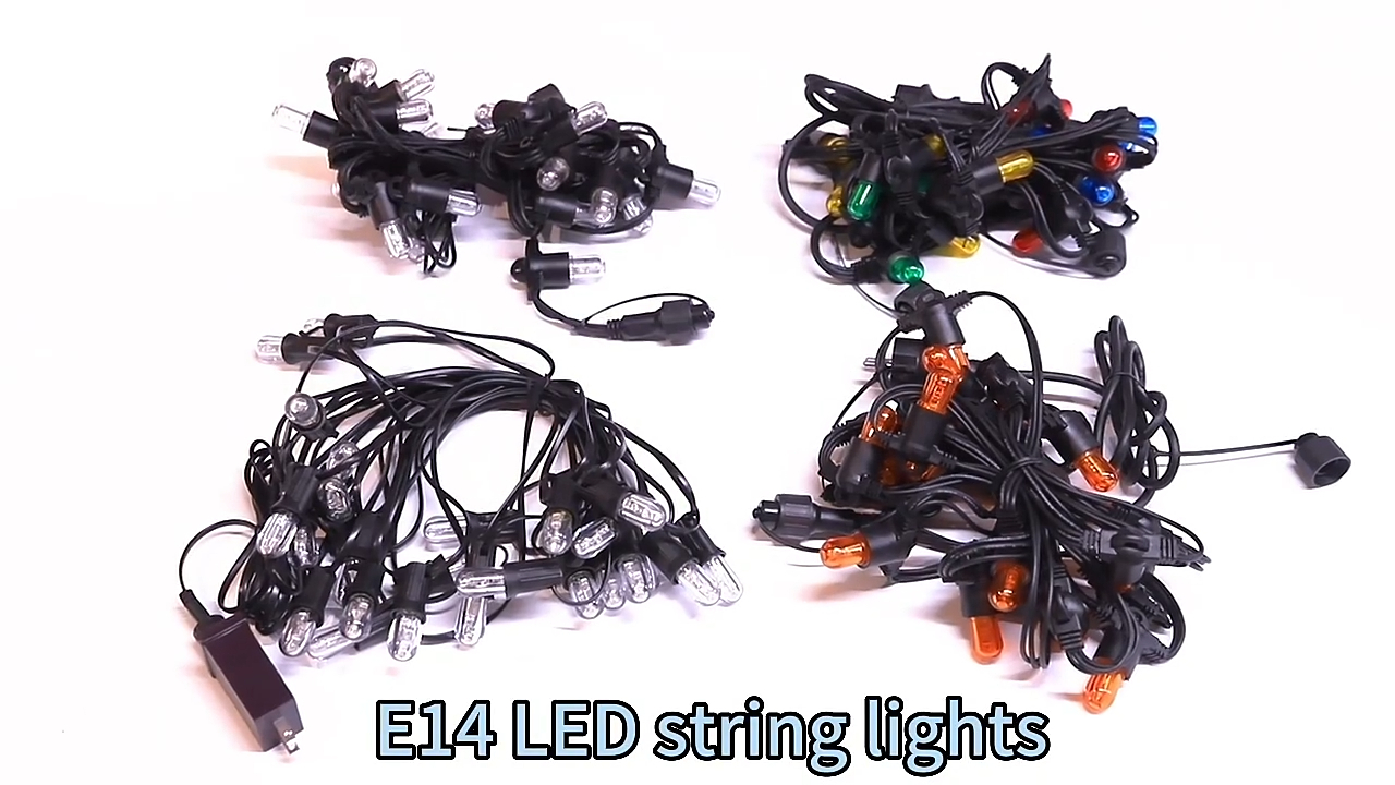 Kabel Karet Hitam Led E14 String Warna Lampu Bohlam Led Festooning Lampu Teras Gantung Bulk Luar Ruangan String Lampu 1