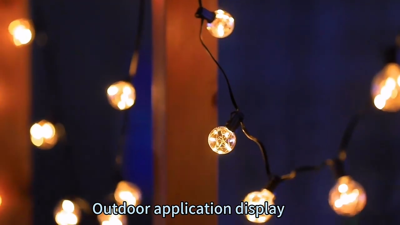 25Ft Solar G40 String Lampu Luar Ruangan Halaman Belakang Teras LED Garland G40 Lampu Vintage Solar G40 Kawat Tembaga String Lampu 1