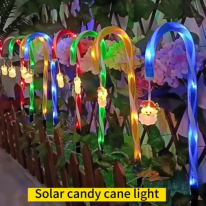 Lumină solară de trestie de bomboane de Crăciun Lumină de zi de Crăciun în aer liber LED Decoratiuni pentru gazon de grădină 1