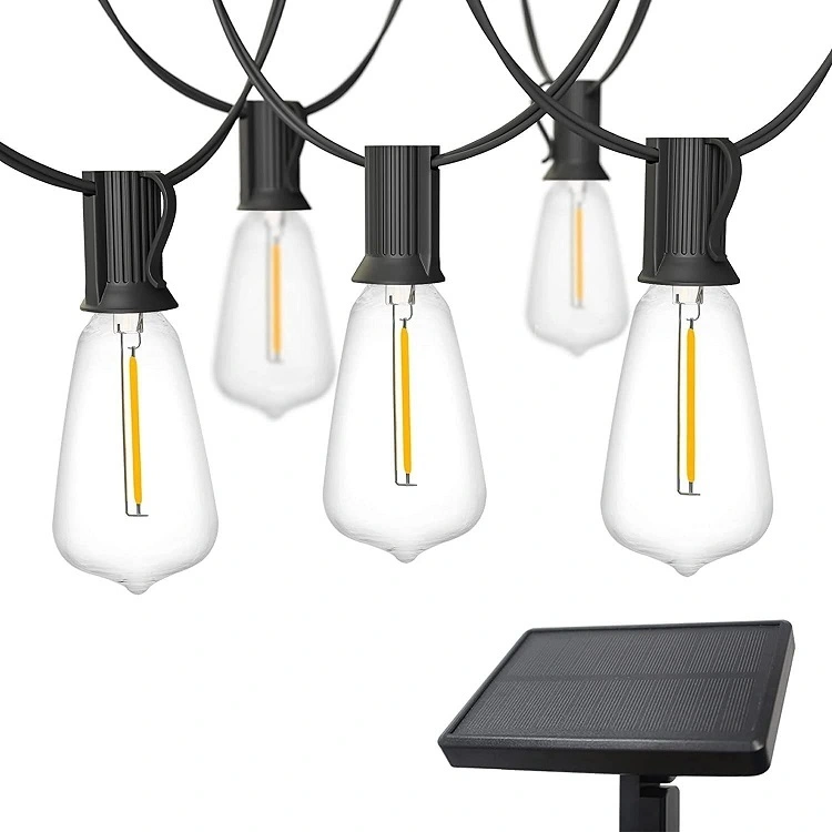 50ft Vintage solar LED st38 Bulb string lights 2700k warm white US plug outdoor waterproof patio led st38 light string 1