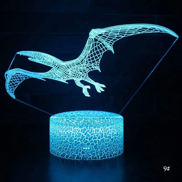 Lampă de noapte cu LED 3D Seria dinozauri Lămpi de masă cu telecomandă Jucării Lumini de culoare RGB Lumină de noapte cu LED cadou acrilic 1