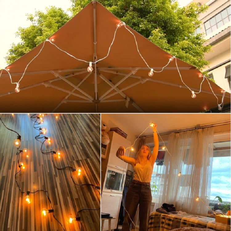 New Garland G40 Festoon Light Kabel Putih Patio String Lampu Peri Pernikahan G40 String Lampu untuk Liburan Natal 1