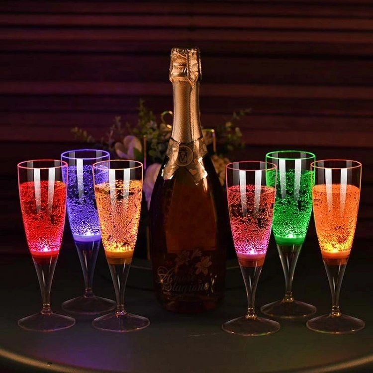 Customized Novelty Reusable Clear Plastic Wine Drinking Glasses 150ml LED Flashing Champagne Cups For Party Bar 1