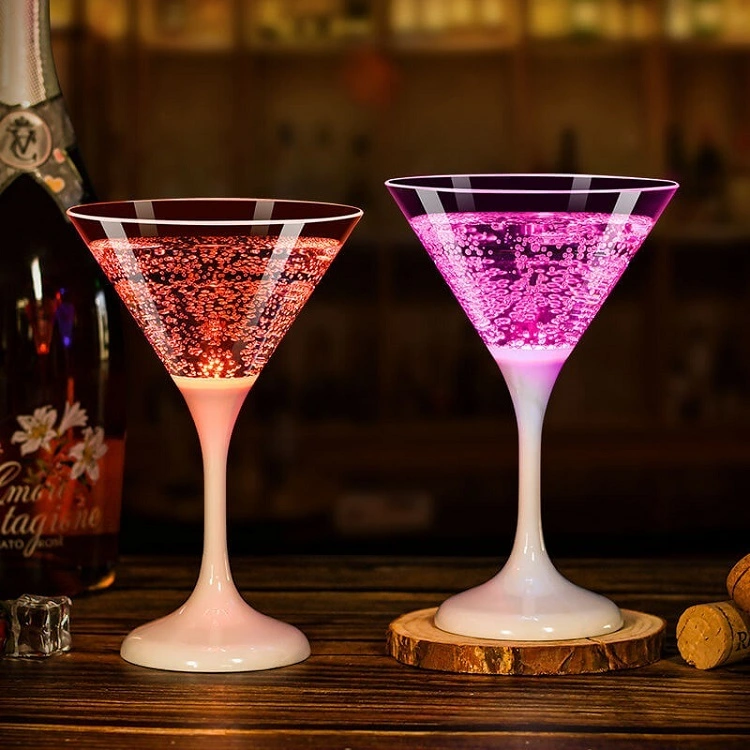 Party Supplies Eco Friendly Acrylic LED Luminous Glasses Food grade Plastic PS Cup Night Party 210ml flash led Cocktail 1