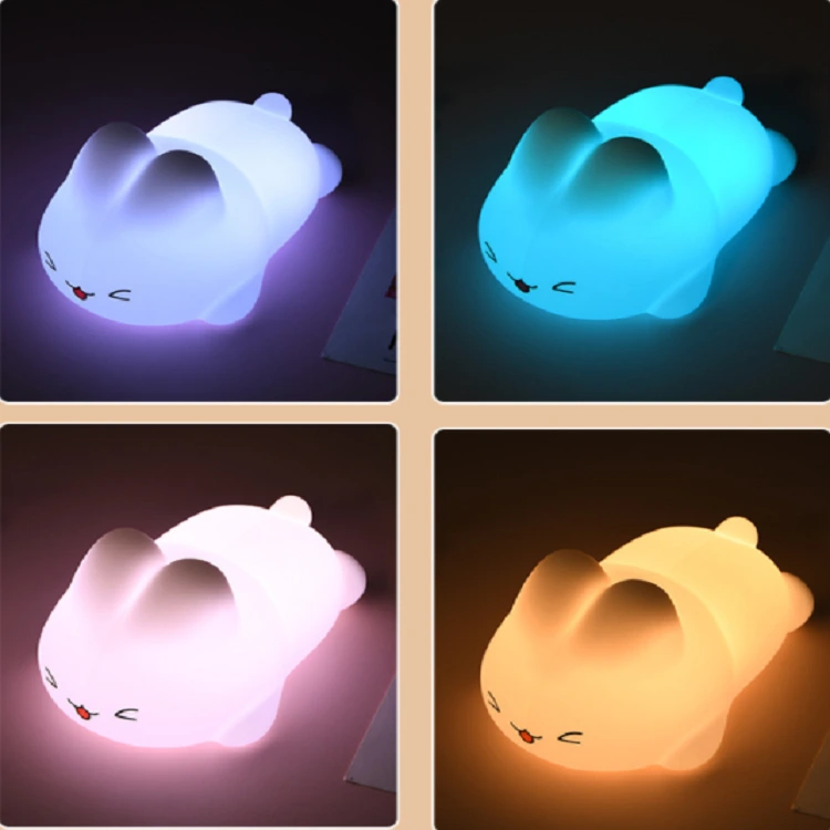 LED personalizat minunat iepuraș Lumină de noapte din silicon Schimbare robinet Lumină de noapte Telecomandă Timp Lumină atmosferă de desene animate 1