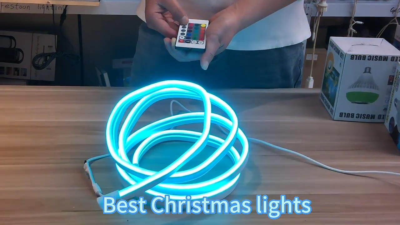 Weihnachtsbeleuchtung IP65 RGB flexible Streifenlampen 220 V Neon-Flex-Streifenlicht Warmweißes LED-Weihnachtsseil-Neonlicht 1