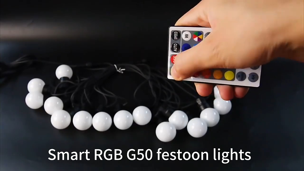 RGB Warna Mengubah Lampu Smart RGB G50 Festooning String Luar Halaman Halaman Natal Dekorasi Led String 5M10L 10M20L 1