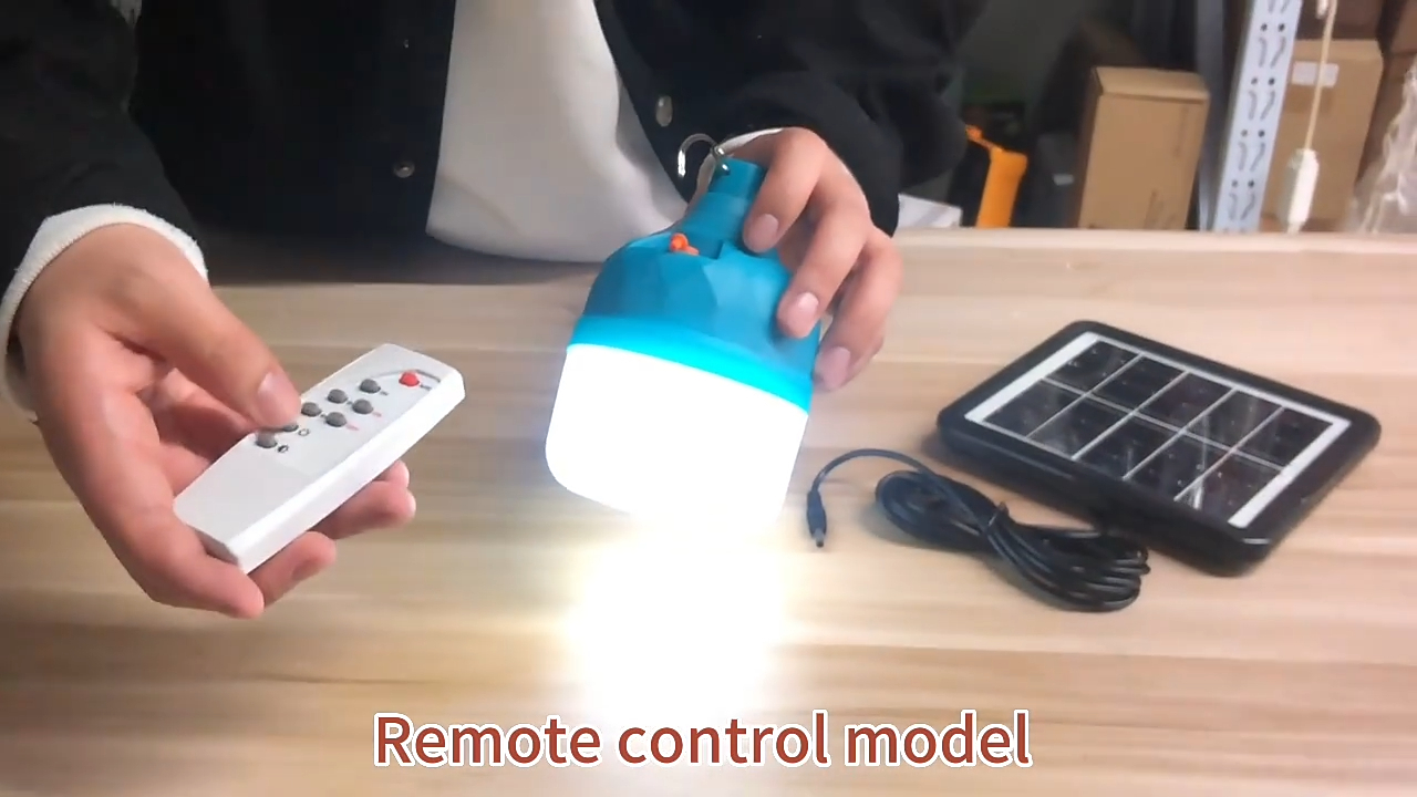 Solar emergency charging lamp bulb remote control timing household night market light outdoor solar camping tent light 1