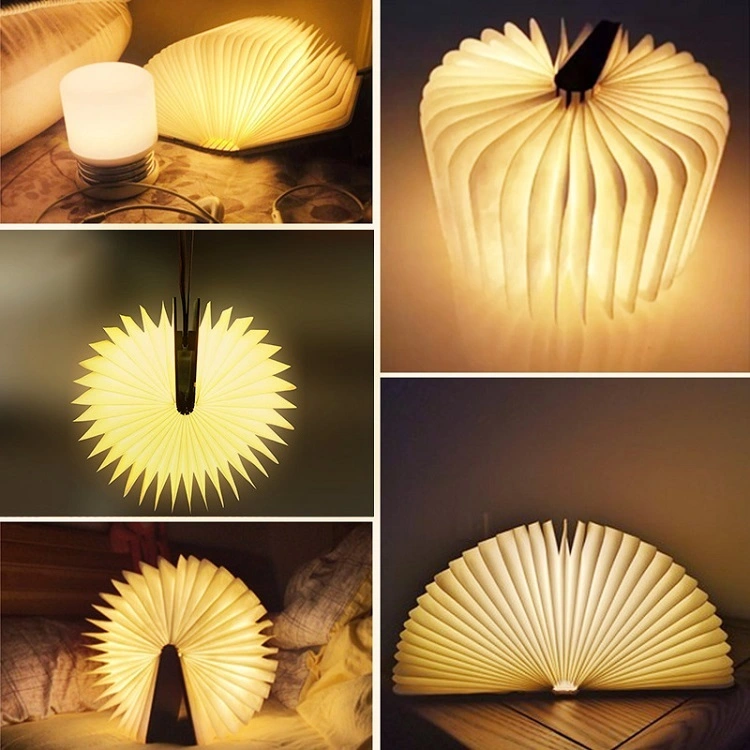Lumină de cărți cu LED directă din fabrică, din lemn, alb, luminoasă, caldă, pentru decorarea casei, lampă de masă pliabilă cu încărcare USB 1