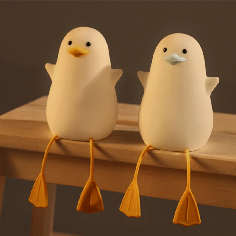 New Little Gull Duck Night Light Lying Flat Duck Silicone Flapping Lamp Bedroom decorations USB Charging Timing Table 1