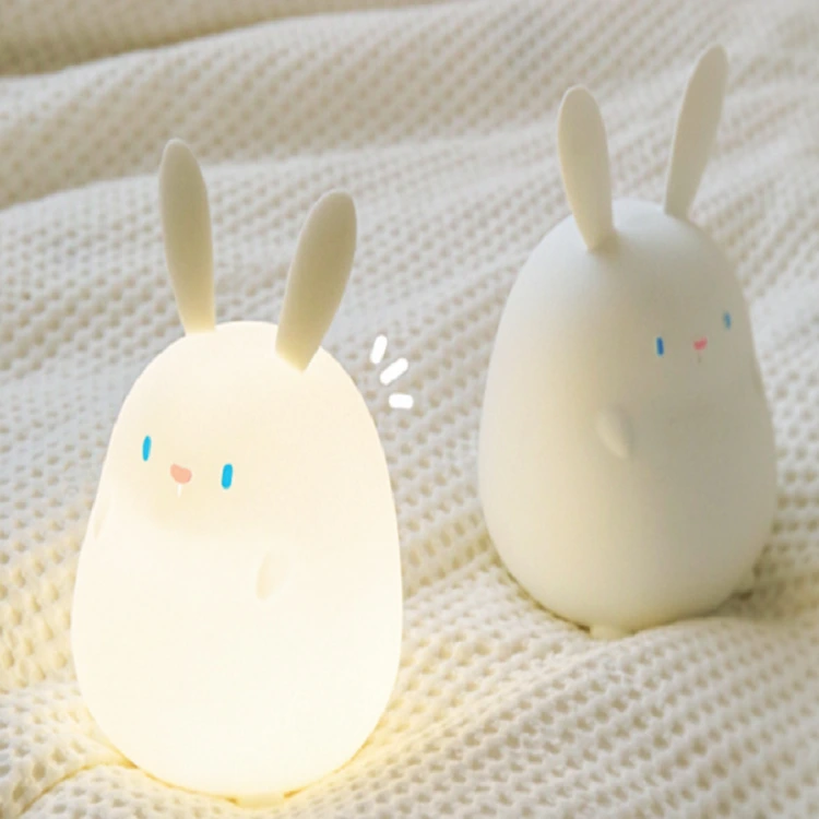Kaninchen-Jahr-Geschenk-Kaninchen-Laterne Kleiner Kaninchen-Tischsilikon-Nachtlicht Tap Light USB-Aufladung LED-Timing-Tischlicht 1