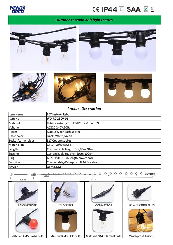 WENDA catalogue outdoor Festoon lights 2023 Products | Wenda Deco 1