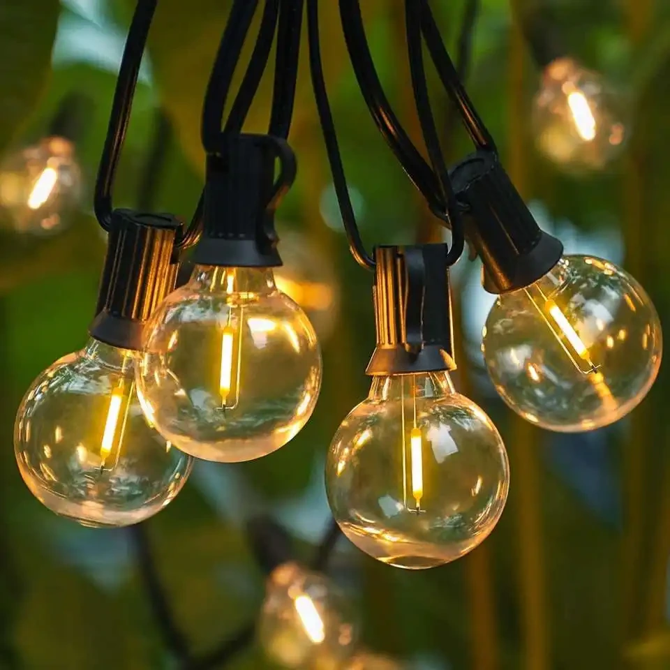 hot selling Solar filament G40 festooning Light warm white LED garland christmas lights IP65 holiday lighting string1 1
