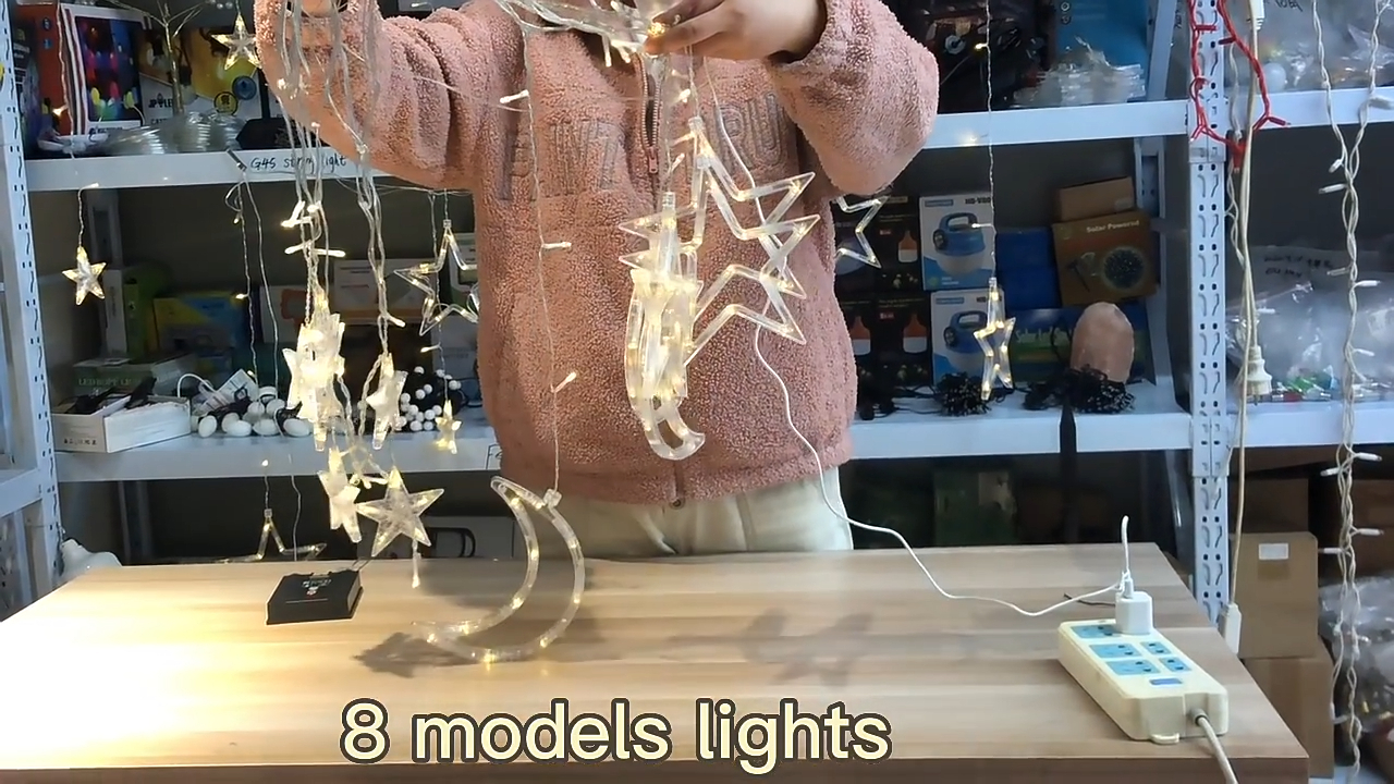 Comerț cu ridicata 3,5 m Cortina solară Icicle Star lampă Crăciun Vacanță în aer liber Bar Decor Telecomandă 8 Funcții Star solar 1