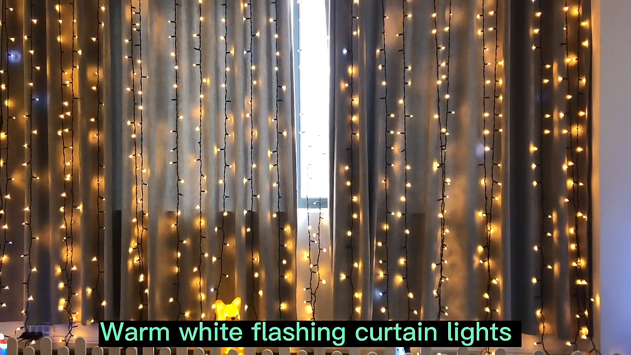Weihnachtsschmuck Fairy Girlanden Vorhanglicht 3x3m LED Lichterkette Fenster warmweiß Hochzeit Eiszapfen Lichterkette 1