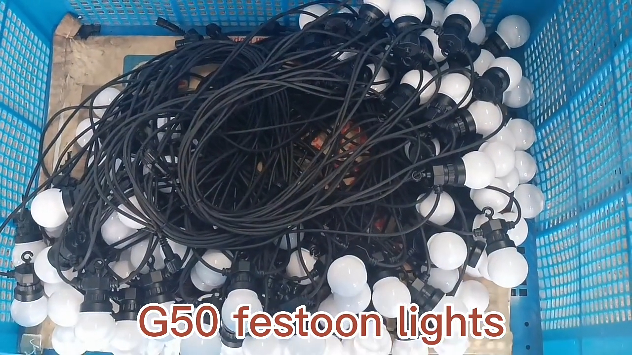 Outdoor LED G50 Lichterkette Patio Weihnachtsbeleuchtung mit bruchsicheren Glühbirnen Wasserdichte kommerzielle Hängelichterkette 1
