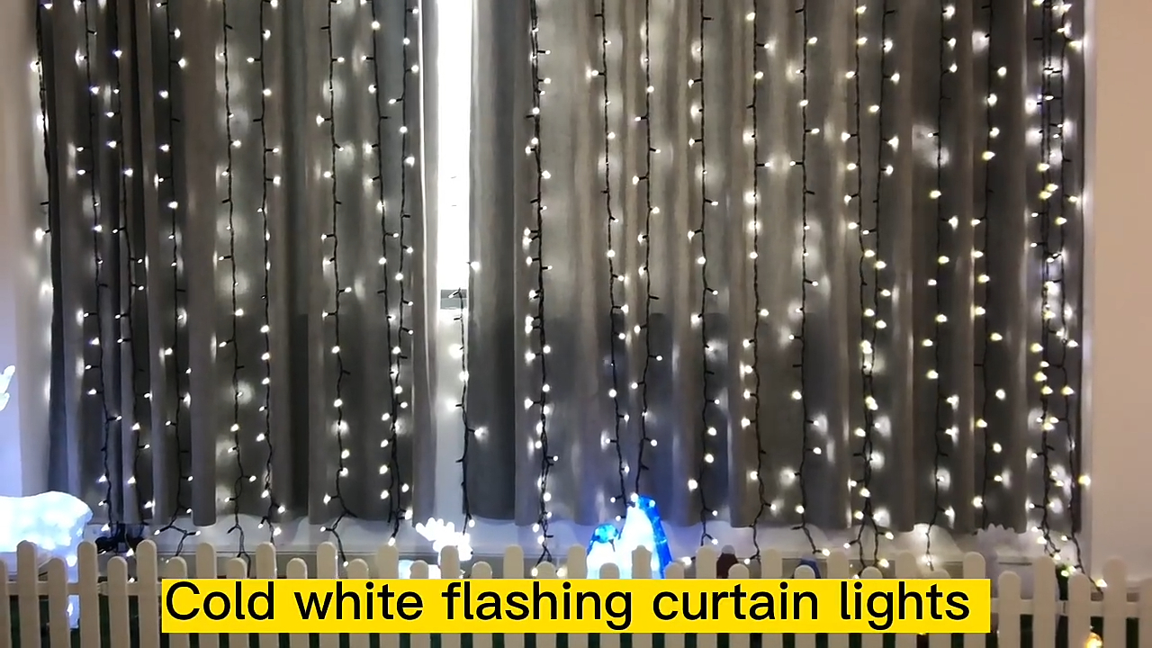 Dekorasi Natal lampu tirai LED String Lampu Flash med starburst Icicle lamp peri led Garland lampu tirai 1
