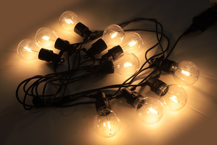 IP65 Terhubung lampu string luar ruangan 24 v lampu liburan a19 lampu teras dekorasi Natal A19 filamen Festoon Stri 6