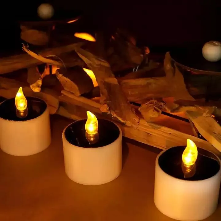 Newly designed 6Pcs Round Waterproof Flameless Solar Candles Light Rechargeable LED Candle Lamp for Christmas Decoration 1