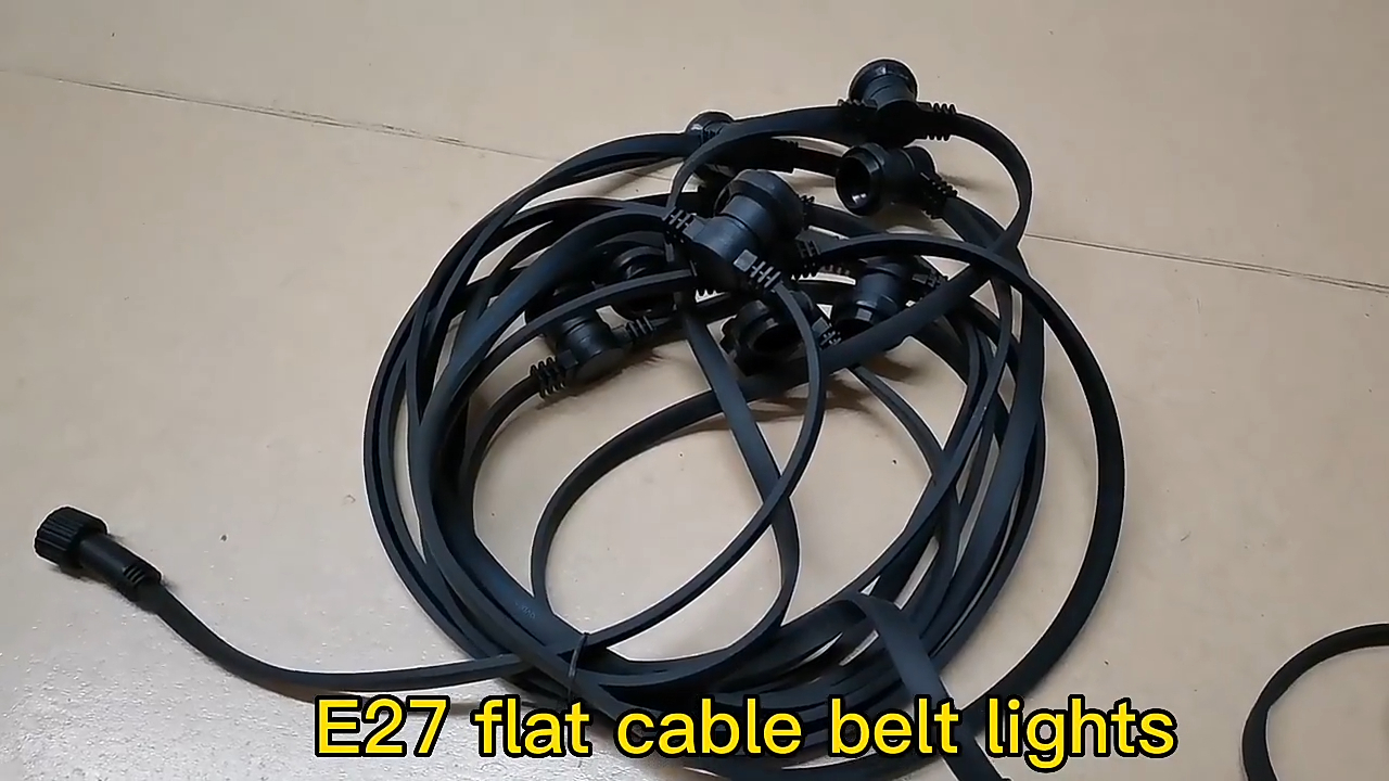 Outdoor E27 socket flat led rubber belt outdoor string light waterproof christmas led garland festoon lights 100m 1