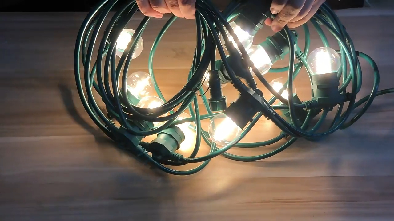 Impermeabil IP44 cablu rotund verde E27 iluminat de sărbători șir led alb cald Ghirlande luminoase LED Festoon parti light 1
