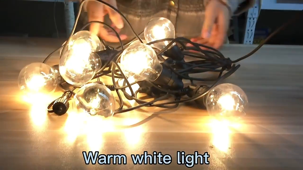 IP65 Dapat Dihubungkan Outdoor String Light 24V Liburan Pencahayaan A19 Lampu Teras Dekorasi Natal A19 Filamen Memperhiasi 1
