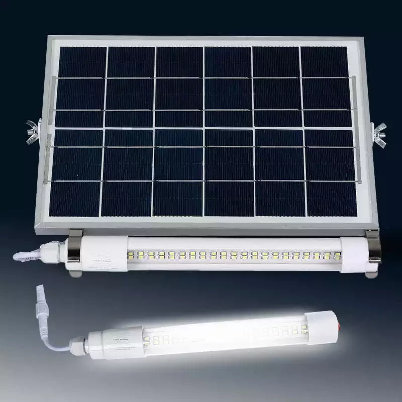 grosir 60w 80w 100w IP65 tahan air solar dipimpin lampu tabung dengan panel ouotodor lampu neon tenaga surya 1