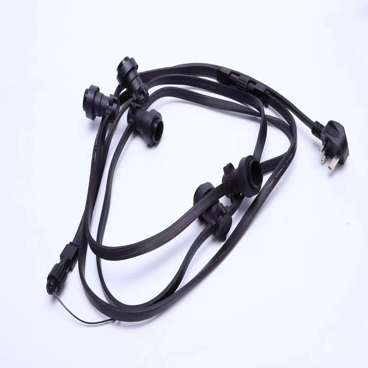 Kualitas Tinggi 2*1.5mm2 B22 Led Belt Light Karet Kabel Datar Liburan Pencahayaan 100m E27 Medium Base Festoon String 1