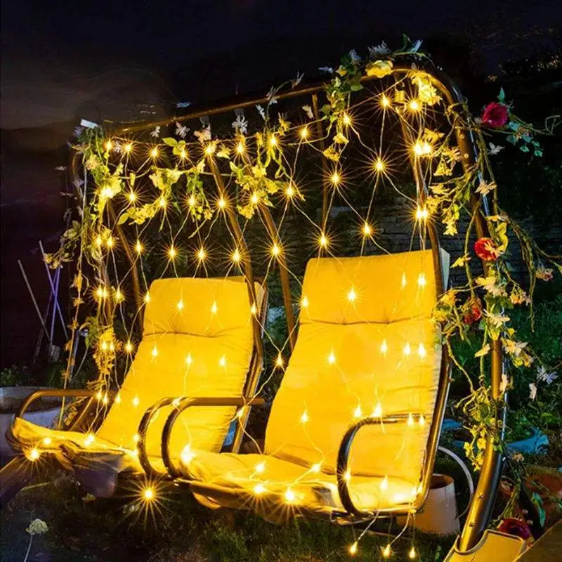 Wendadeco Led Lampu Natal Jaring Pesta Taman Pernikahan Karangan Bunga Lampu Peri Jaring Jaring Super Terang Putih Hangat 1